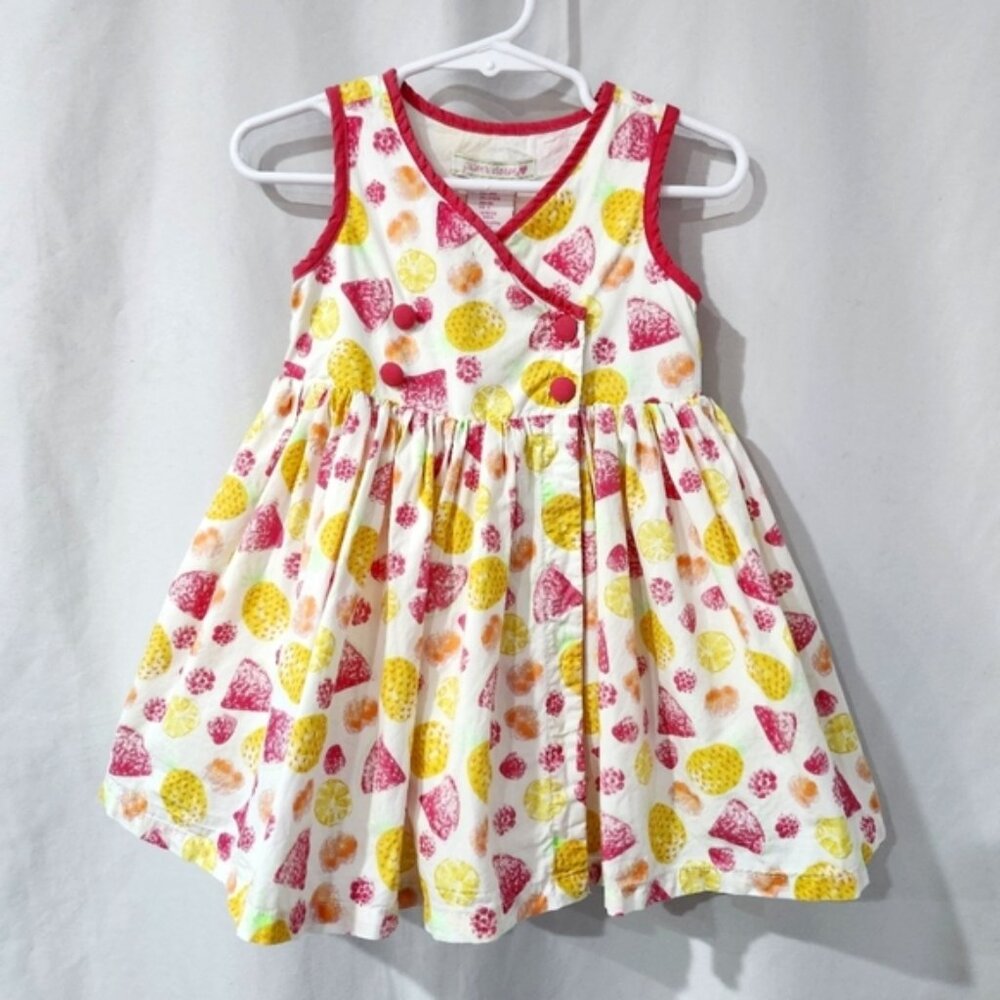 Jillian's Closet Girls Sundress Size 12M Pink Yellow Fruit Print Summer Party